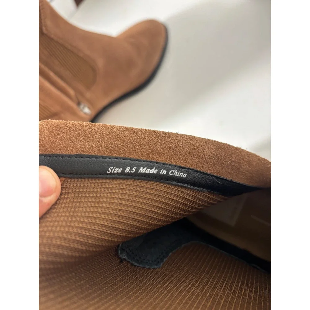Dolce Vita Gineva Boot Womens 8.5 Brown Suede Leather Ankle Western Boho Neutral